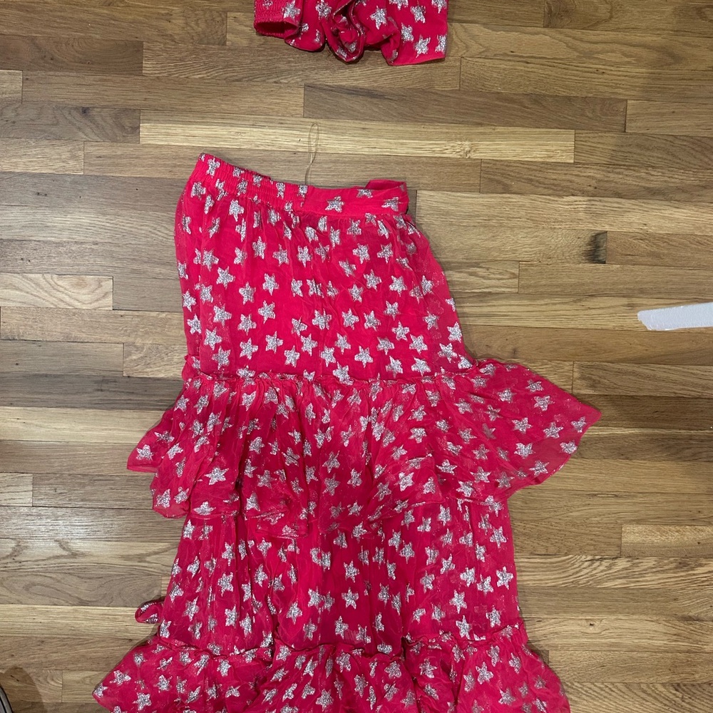 Pink and Silver Star Maxi Skirt and Top Set
